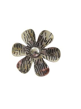 Boho Textured Silver Daisy Adjustable Ring
